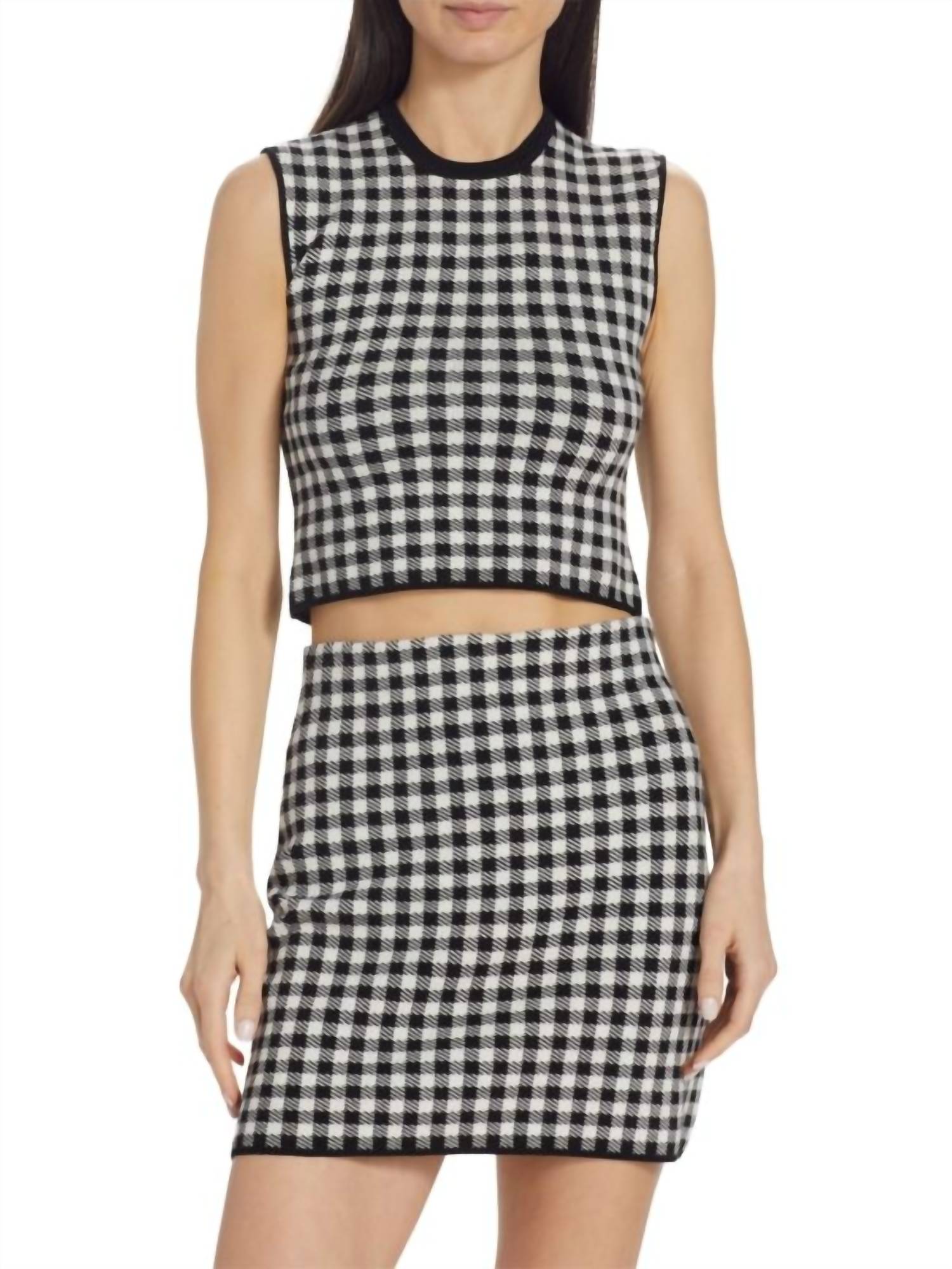 Atm - Shepherd Check Jacquard Cropped Sweater