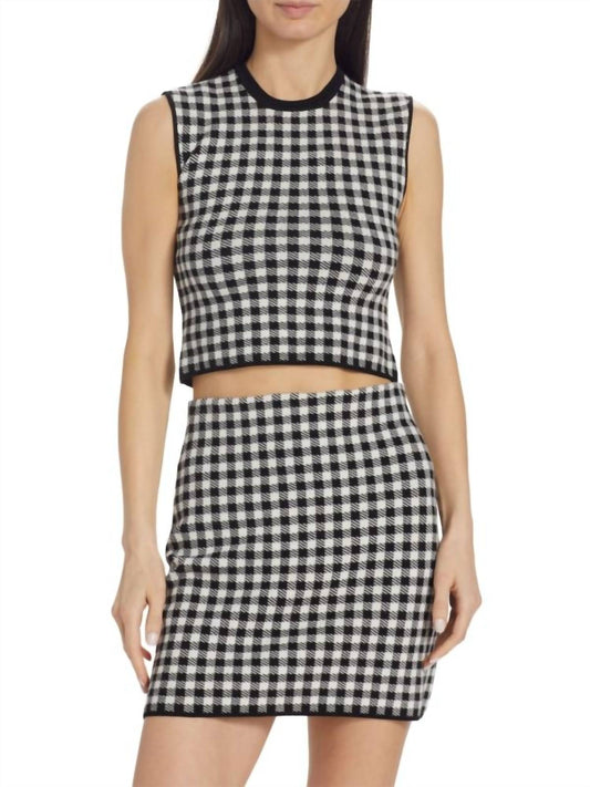 Atm - Shepherd Check Jacquard Cropped Sweater