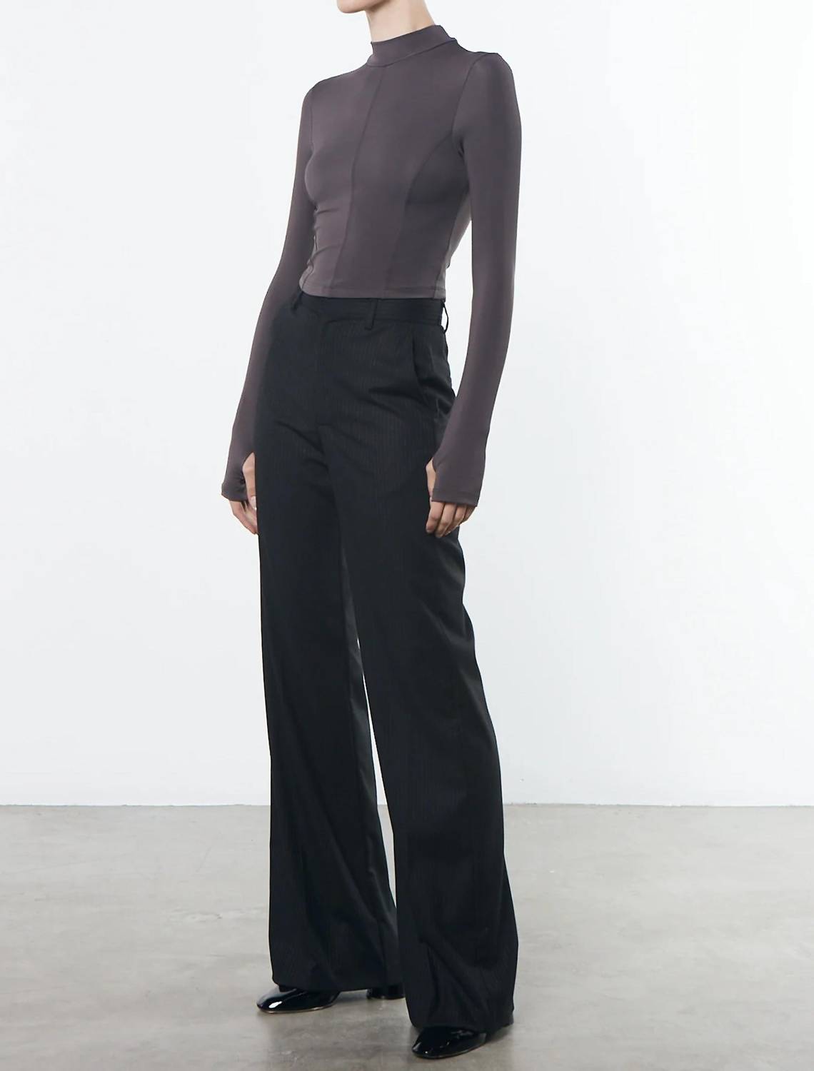 Enza Costa - Matte Jersey Paneled Mock Neck Sweater