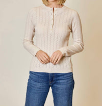 Design History - Long Sleeve Sweater with Buttons