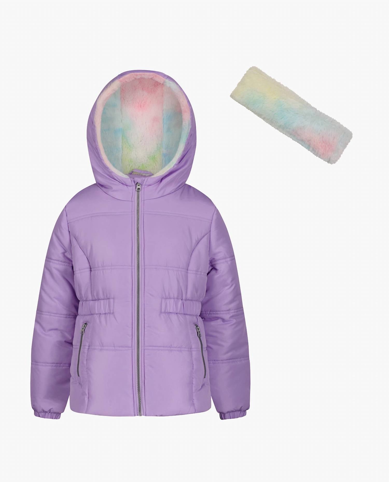 London Fog - Big Girls Zip-front Hooded Mid Cinch Puffer Jacket