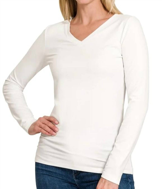 Zenana - Back To Basic V-Neck Long Sleeve