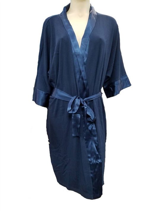 Shala Knit Robe With Pockets And Satin Trim