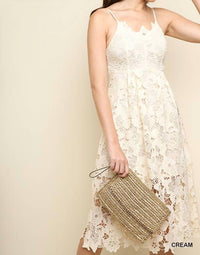 Umgee - Floral Lace Applique Midi Dress