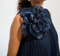 Joseph Ribkoff - Mesh and Lace A-Line Dress with Organza Flower