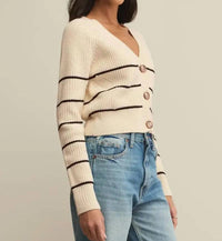 Z Supply Stefi Stripe Cardigan in sea salt - women's cardigan - alternate view