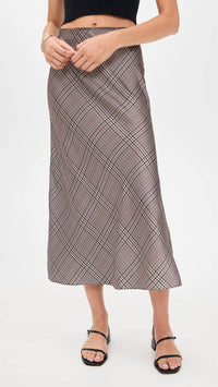 Vince - Pressed Plaid Shaped Hem Skirt