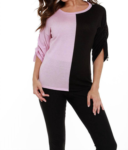 Two Tone Gathered Sleeve Top