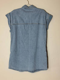Ee:Some - Women's Denim Button Front Mini Dress With Cap Sleeve