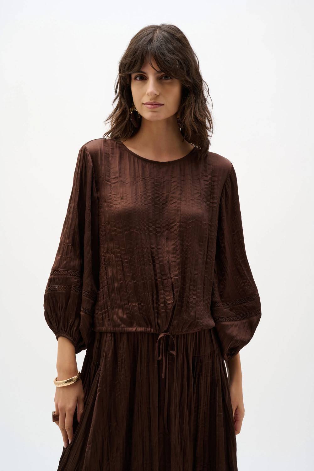 Joseph Ribkoff - Pleated Satin Cocoon Top With Pleats