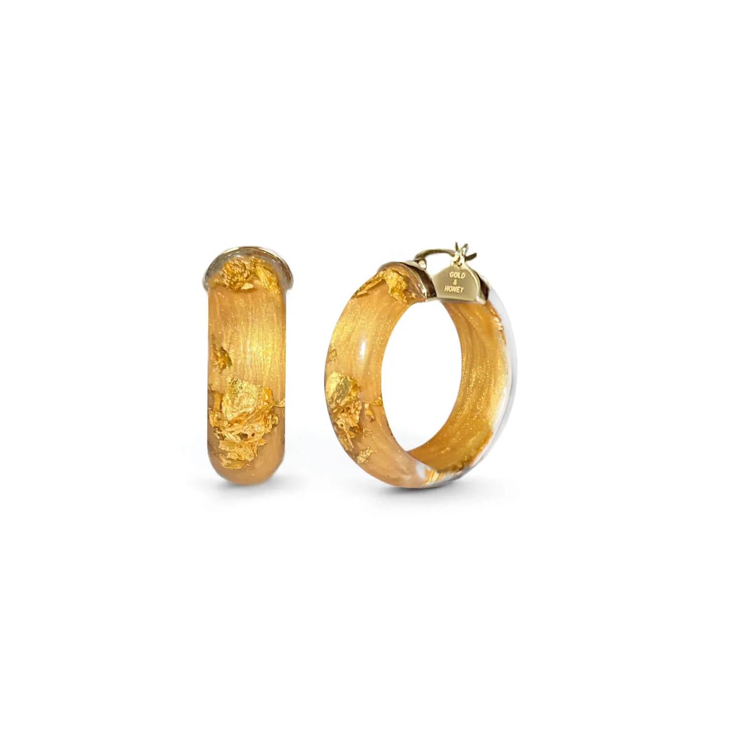 Gold & Honey - Women's Mini Lucite Hoop Earrings