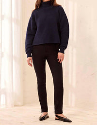 Tribal - Textured Rib Mock Neck Sweater With Side Slits