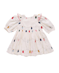 PINK CHICKEN Girls' Embroidered Brooke Dress in christmas lights - kids' dress
