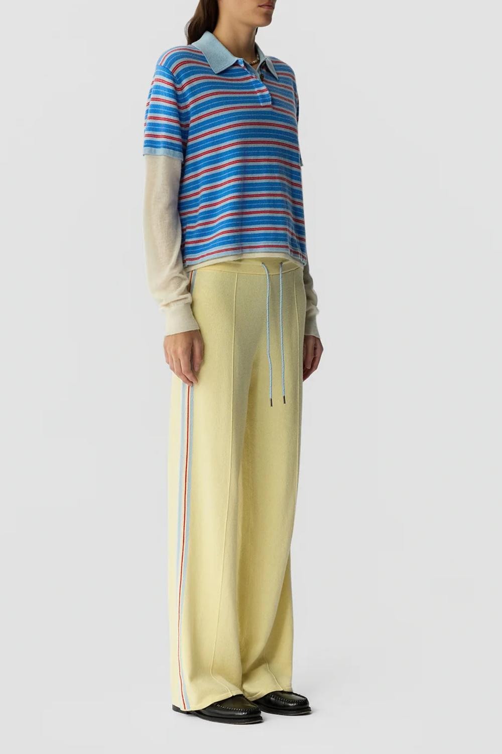 Guest In Residence - Layered Stripe Rugby Cashmere Polo Top