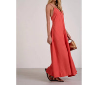 Elan - Havana V-neck Spaghetti Strap Maxi Dress