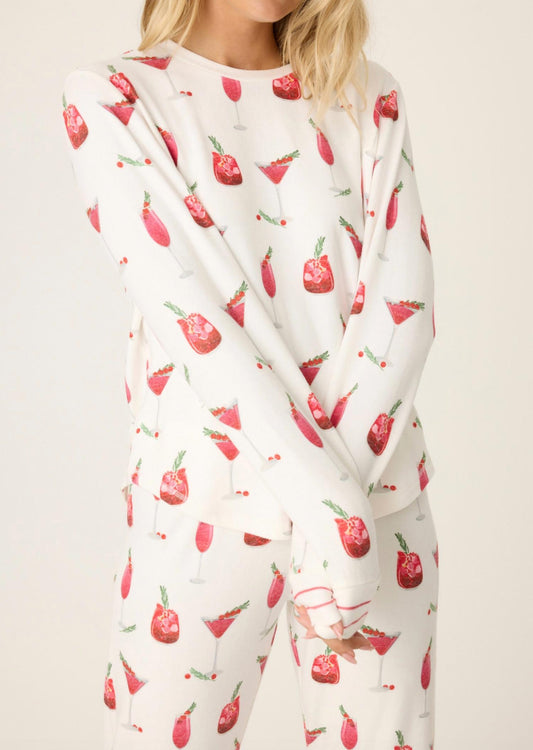 Pj Salvage - Long Sleeve Cranberry Cocktails Top