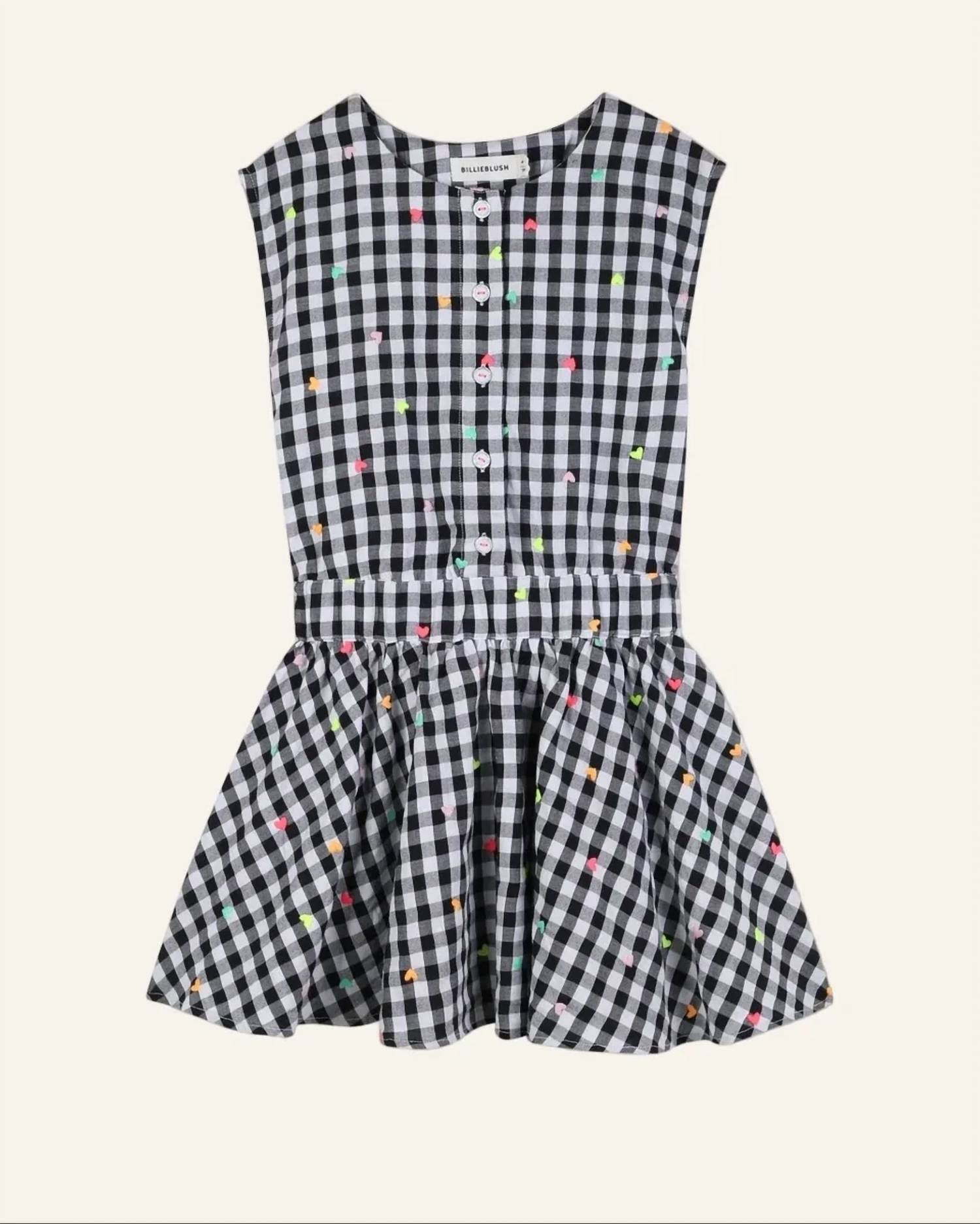 Billieblush - Girls Heart Embroidered Gingham Dress