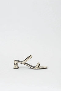 JONATHAN SIMKHAI Women's Clara Snake Print Leather Block Heel in natural - women's sandal