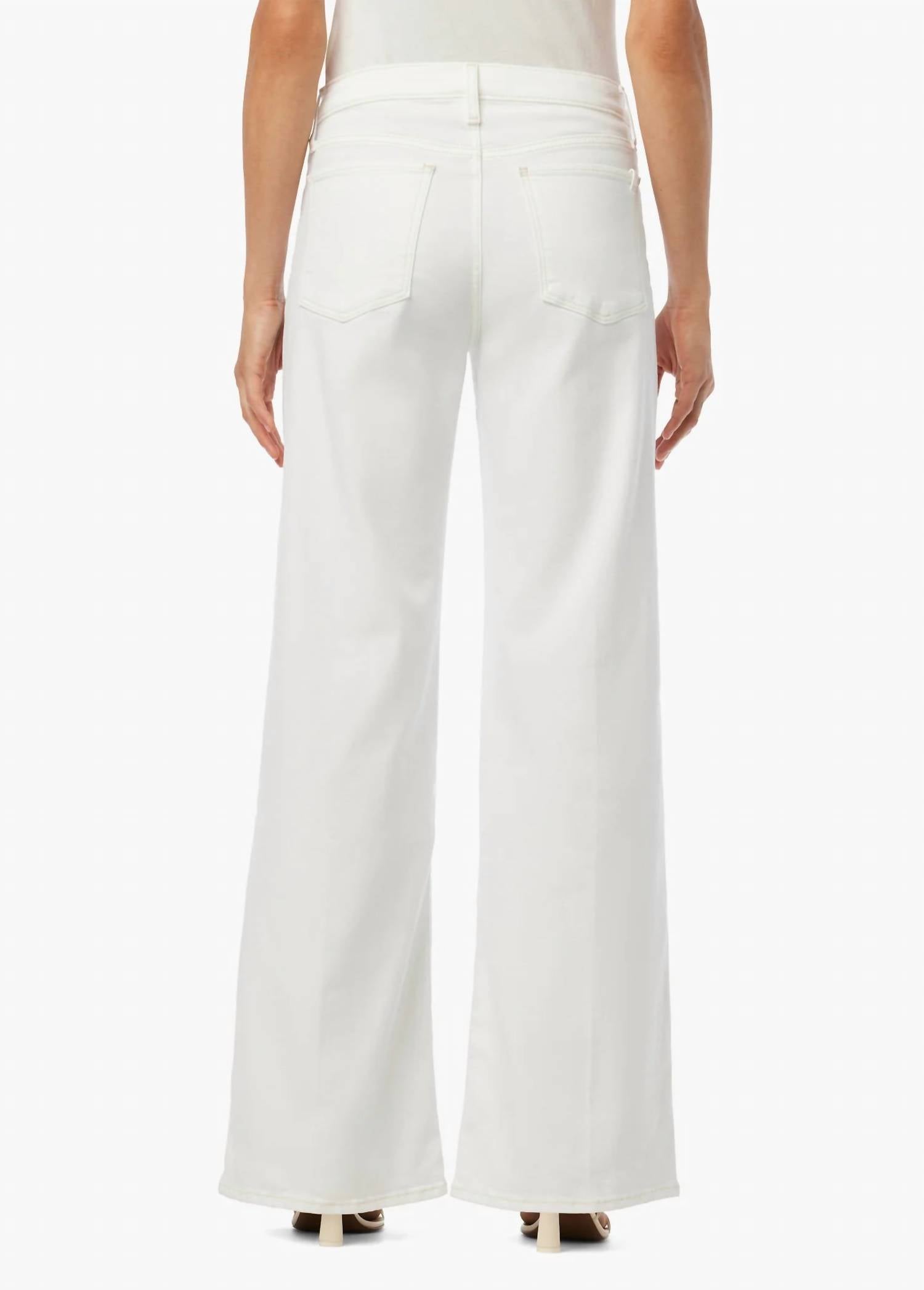 Joe's Jeans Lou Lou Low Rise Wide Leg Jean in white - women's jeans - detail view