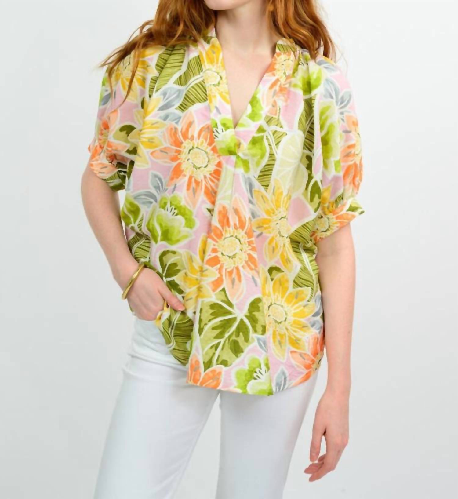 Ivy Jane - Tropical Floral Popover Top