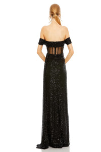 Mac Duggal - Women's Illusion Midriff Corset Dress