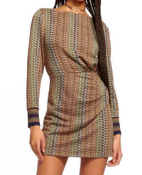 Ramy Brook Wheeler Geometric Metallic Stripe Dress in dark moss - women's dress - detail view