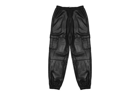 Mia - Girl's Faux Leather Cargo Sweatpants