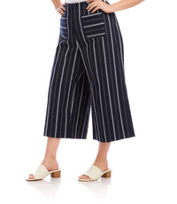 Karen Kane - Stripe Cropped Wide-leg Pants - Plus