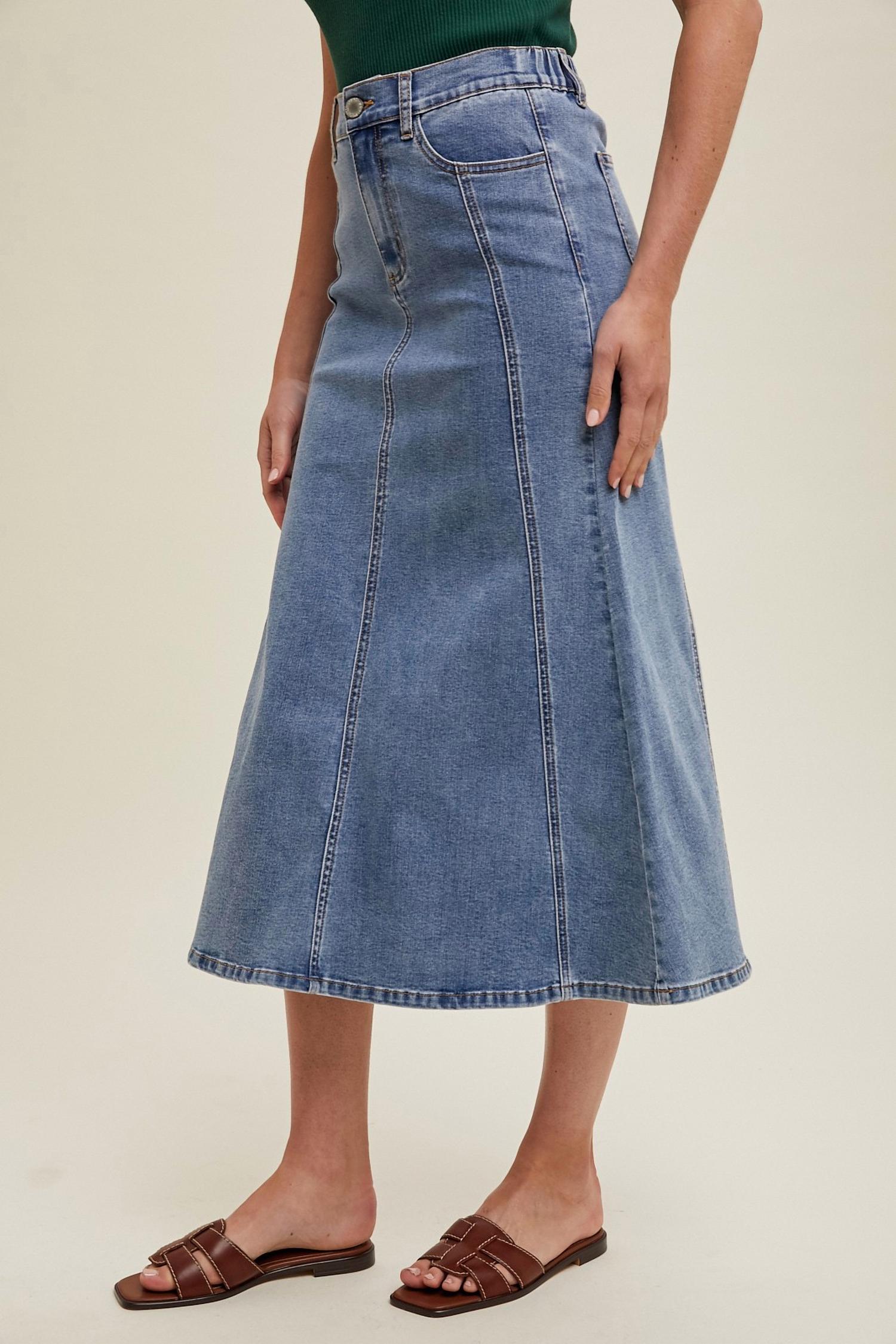 Wishlist - FLARE MIDI DENIM SKIRT