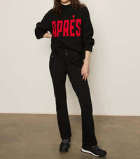 Sanctuary Apres Intarsia Hi Mock F Logo Sweater in black with mars red - women's sweater - view 5