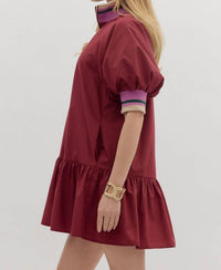 entro Colorband Mini Dress in burgundy - women's dress - view 4