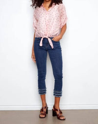 Charlie B - Roll Up Sleeve Front Tie Blouse
