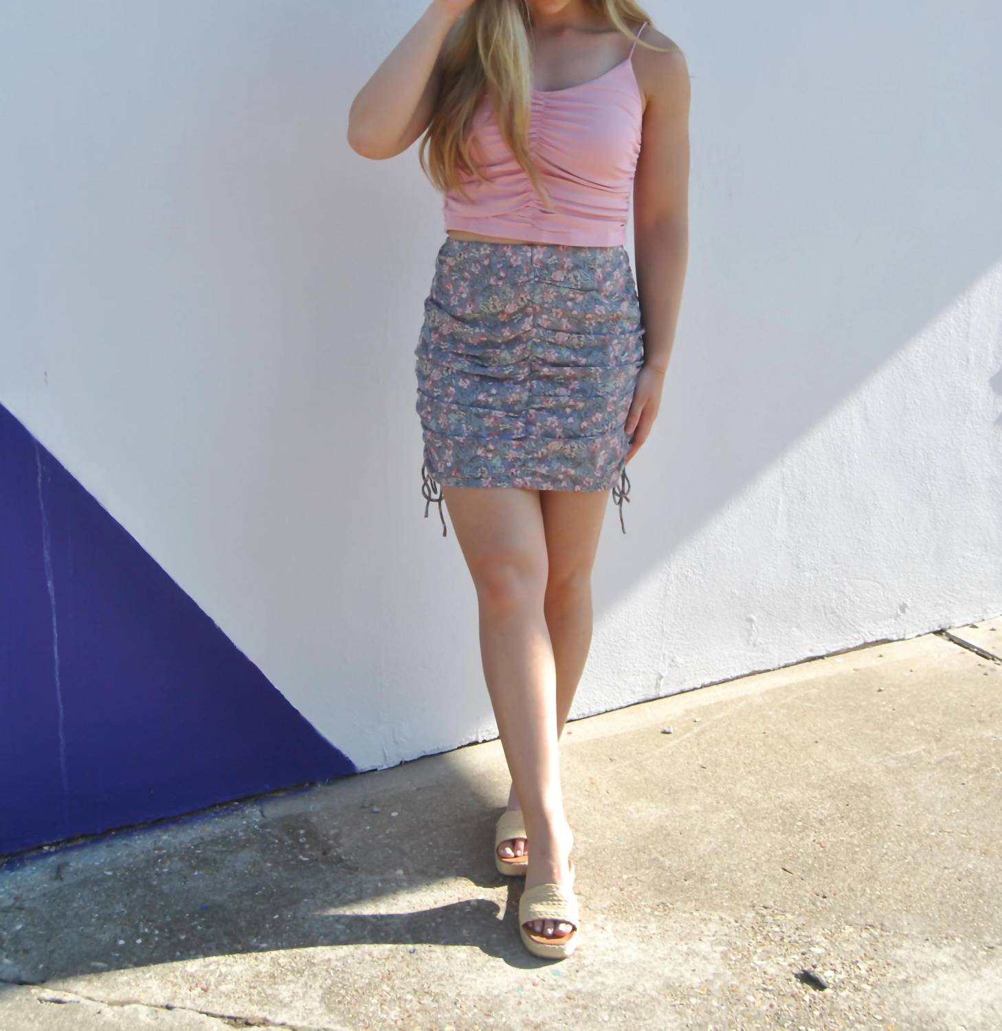Davi & Dani - Ruched Mini Skirt