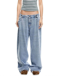 Lioness She's All That Low Rise Wide Denim Jeans in washed blue - women's jeans