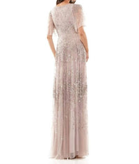 Colors Dress - Beaded Flutter Sleeve Gown