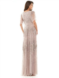 Colors Dress - Beaded Flutter Sleeve Gown