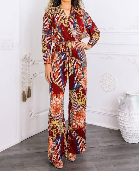 Surelymine - Boho Chic Wide Leg Jumpsuit