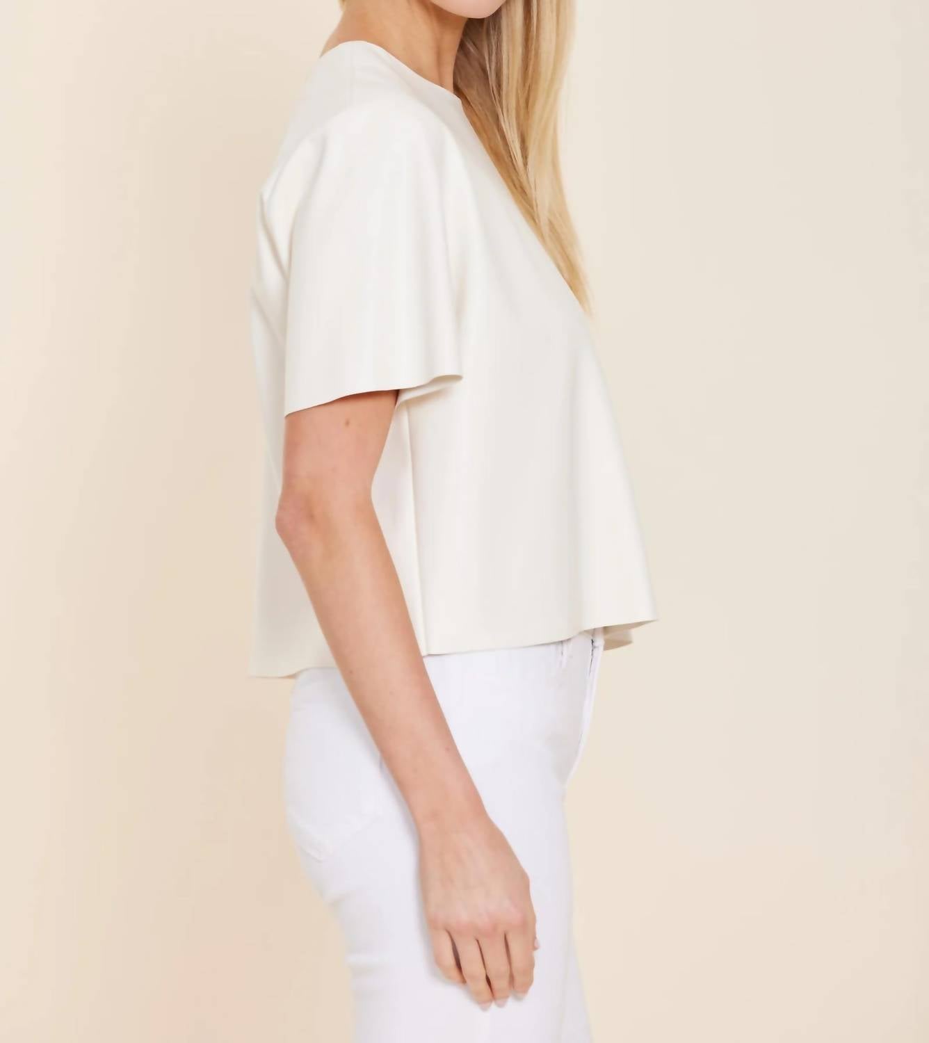 Dolce Cabo - Faux Leather Cropped Shirt
