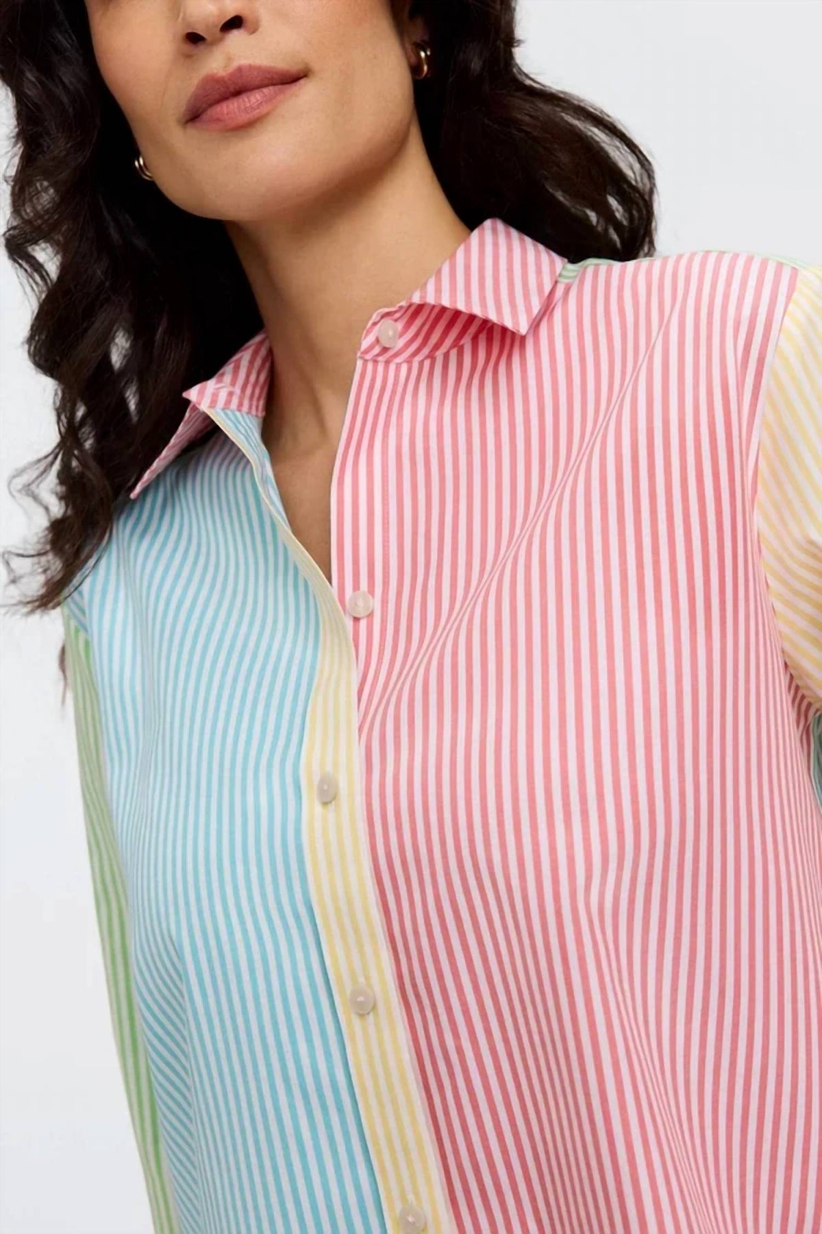 Foxcroft - Women's Meghan No Iron Pinpoint Mixed Stripes Long Sleeve Shirt