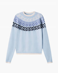 Minnie Rose - Cashmere Fair Isle Crew Neck Top With Tipping