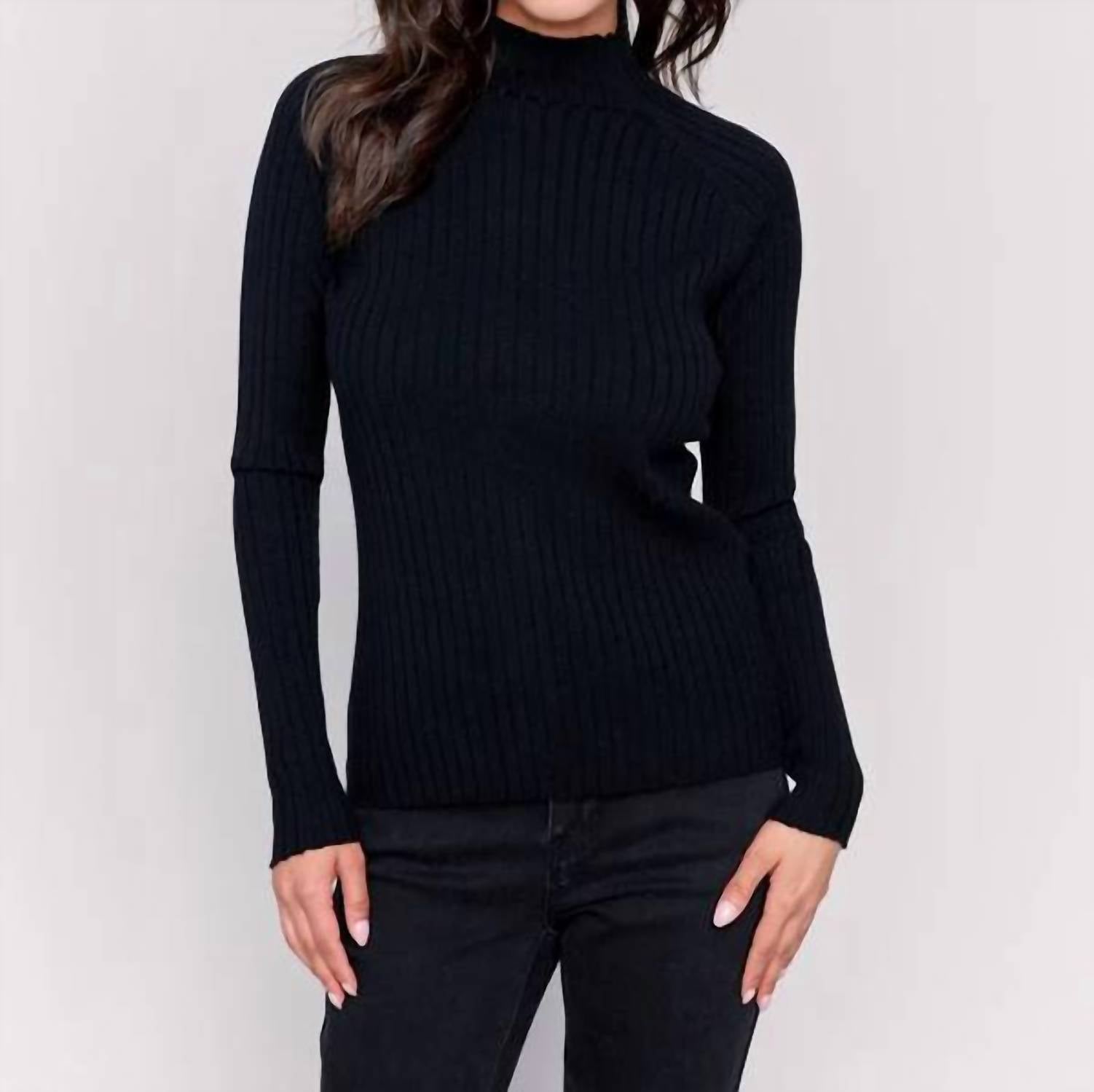 Charlie B - Ribbed Knit Mock Neck Sweater