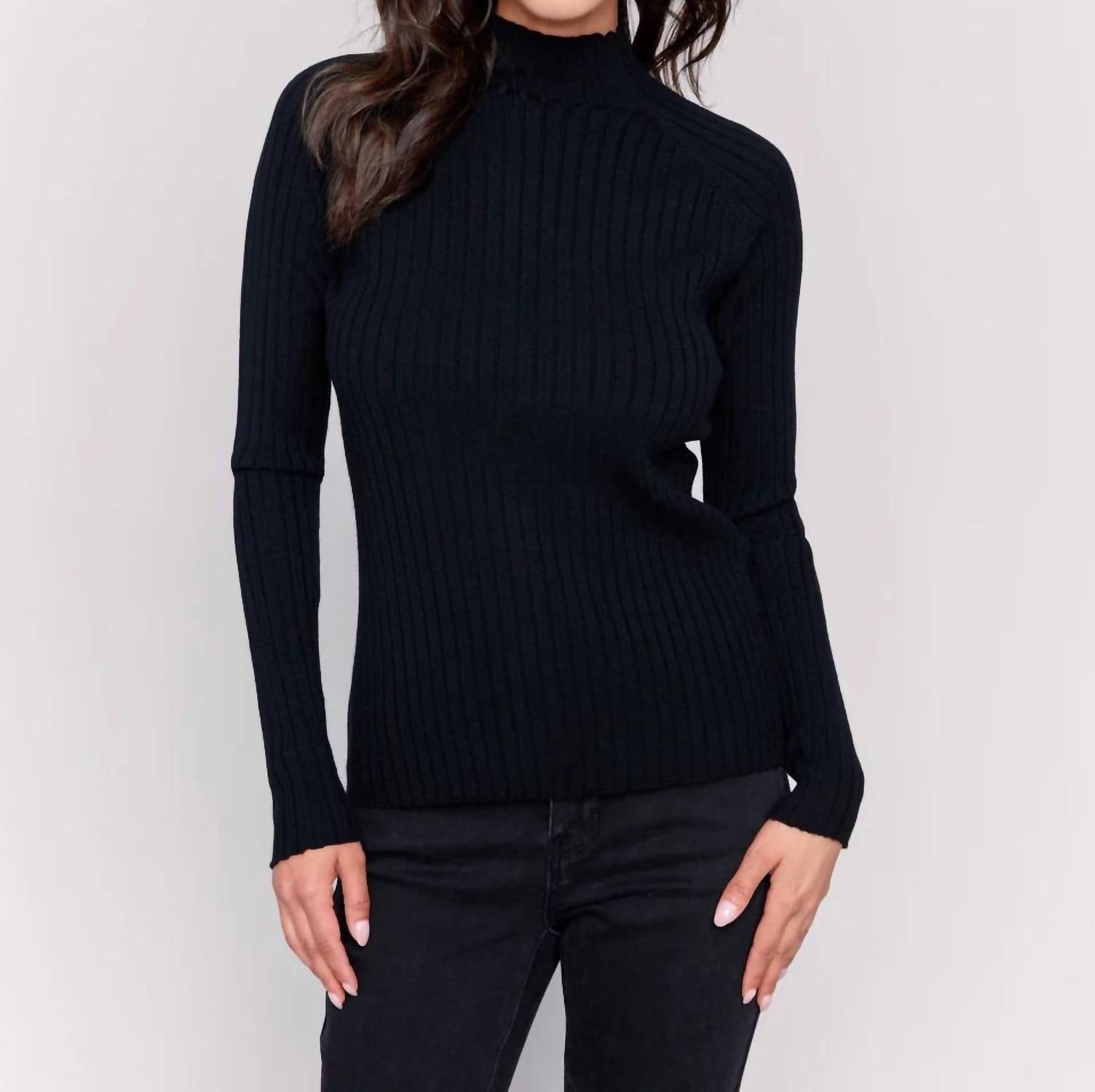 Charlie B - Ribbed Knit Mock Neck Sweater
