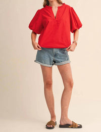 &Merci - Crush Puff Sleeve Blouse