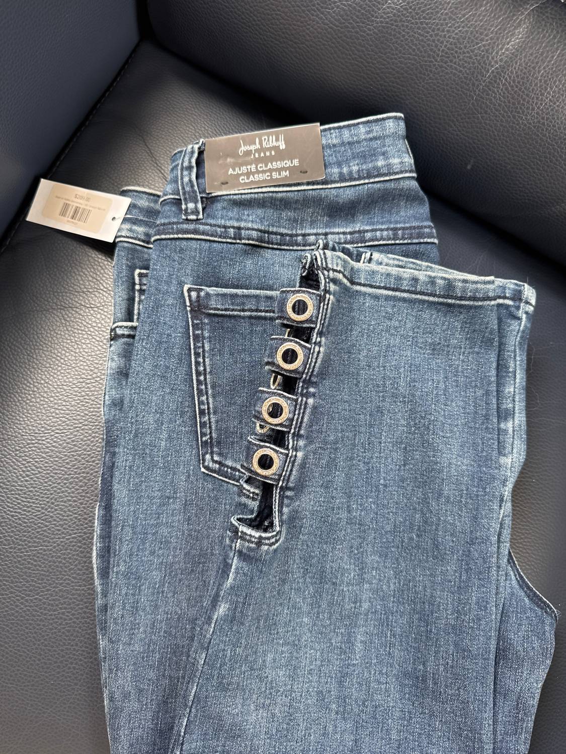 Joseph Ribkoff - Embellished Hem Ankle Grommets Straight Jeans