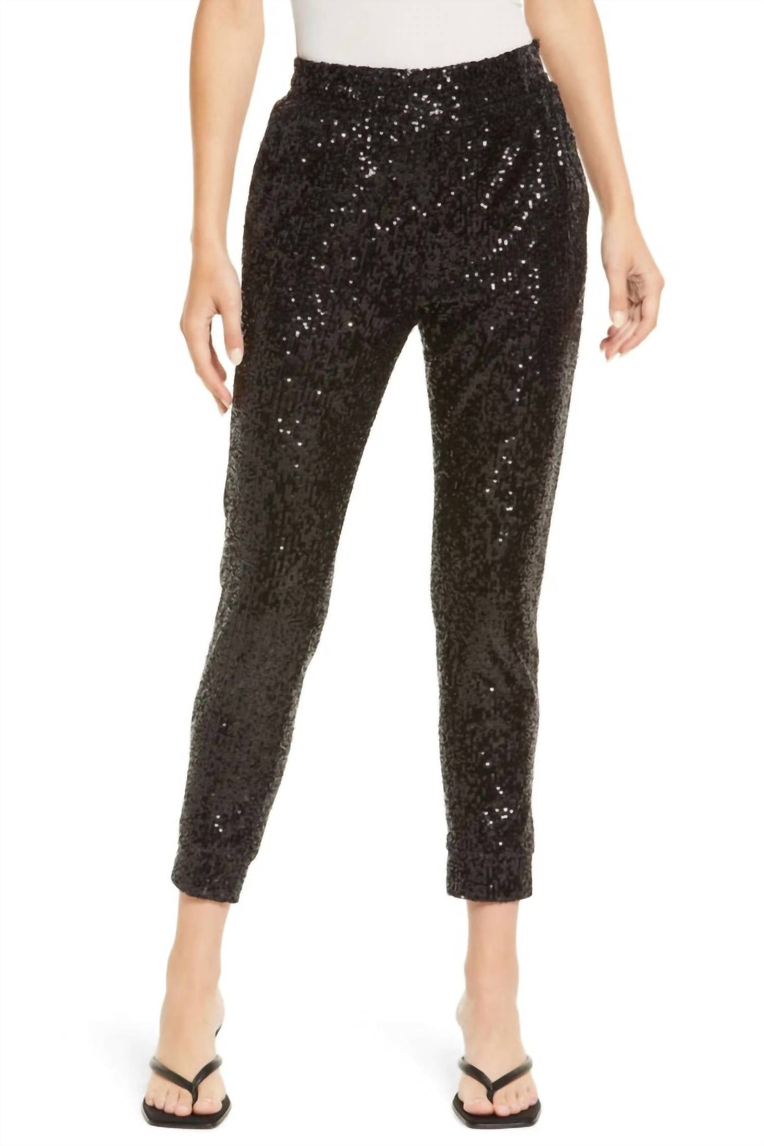 STEVE MADDEN Glitter End Jogger in black - women's pants