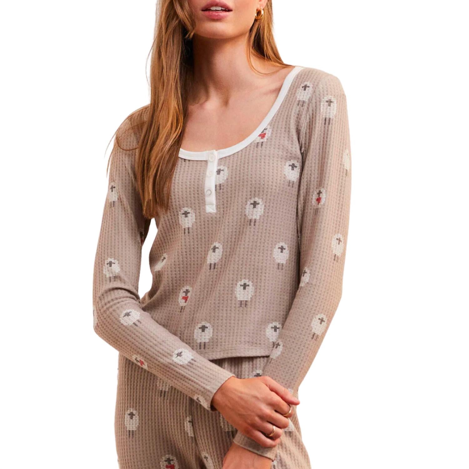 Z Supply Women's Fireside Sheep Long Sleeve Top in burlap - women's long sleeve top