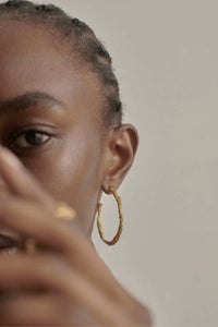 Completedworks - Women's Vermeil Hammered Hoop Earrings