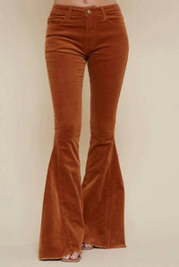 Saints & Hearts - Frayed Hem Corduroy Bell Bottoms Pants