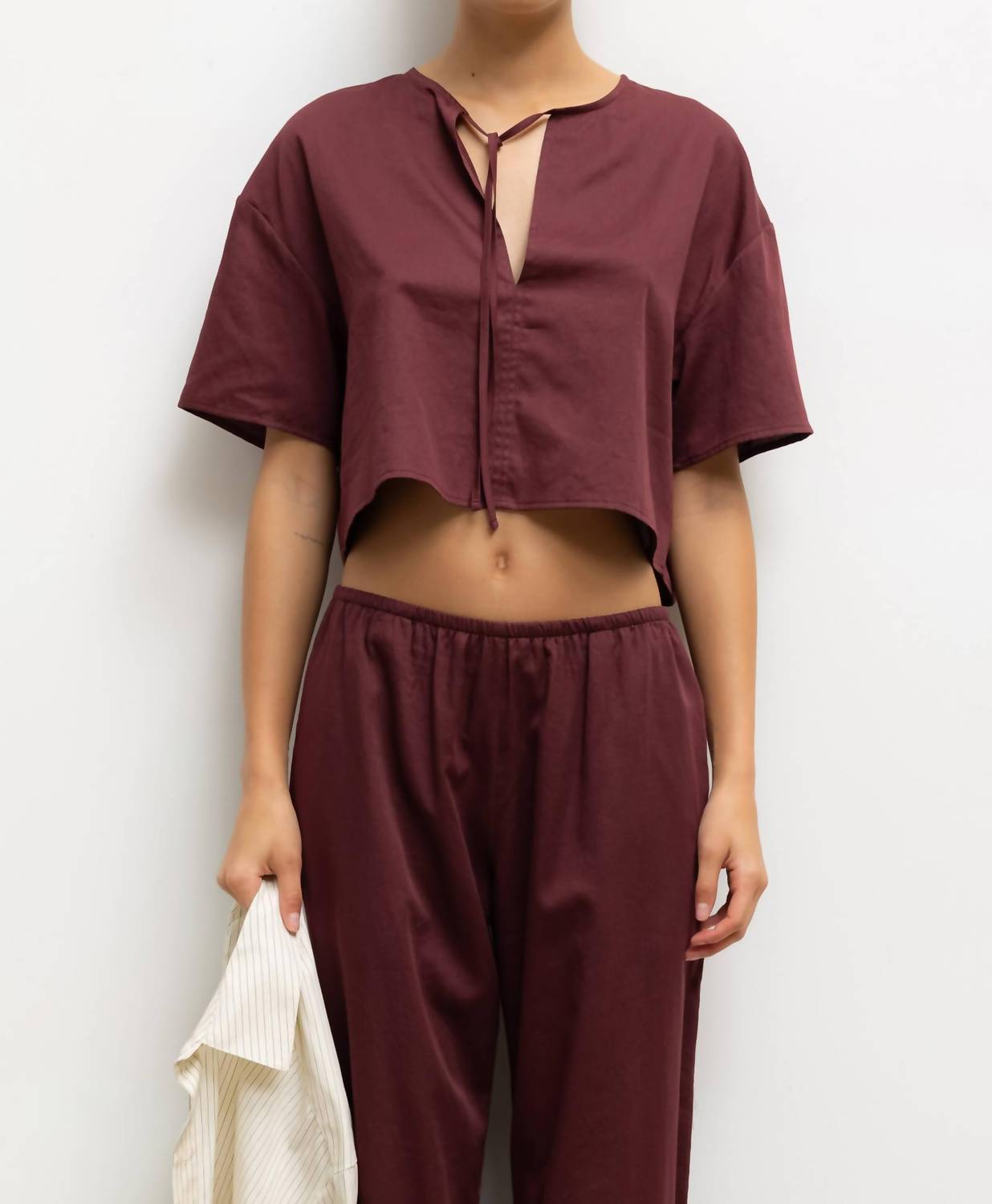 Leset - Yoko Short Sleeve Tie Top