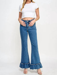 Special A - Tummy Control Flare Jeans With Ruffle Hem